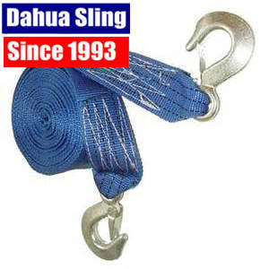 Custom Polyester Recovery Towing Straps Rope With Metal Hook , 50mm Width