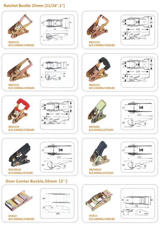2 inch 2000kgs Ratchet Strap Parts Buckle For Tie Down Straps