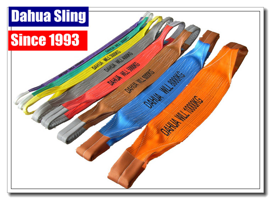 Soft Polyester Lifting Slings Crane Rigging Straps With Eye Protector