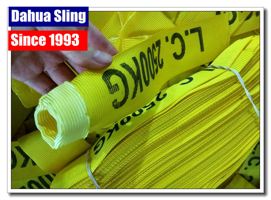 25mm Yellow Polyester Tubular Nylon Webbing Roll With 3 Tracer Thread