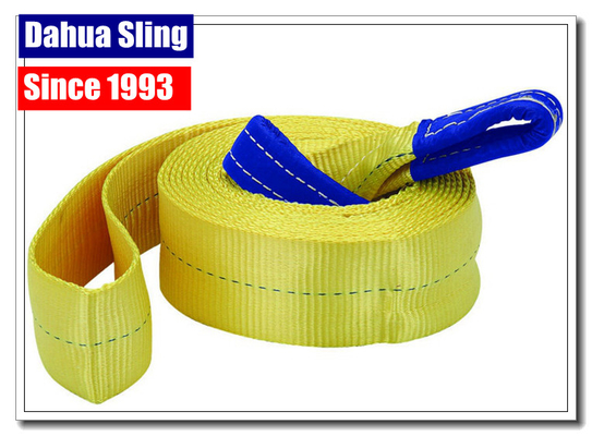 Professional Vehicle Tow Straps With Eyes , Tow Truck Wheel Straps 75mm Width