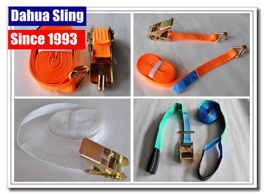 PE Webbing Ratchet Strap Parts Cargo Lashing Straps With Hooks 50mm