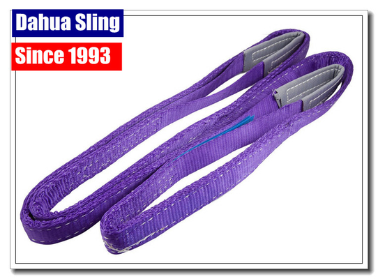 Purple 1 Inch Synthetic Web Slings , 1 Ton Crane Rigging Slings With Flat Folded Eye