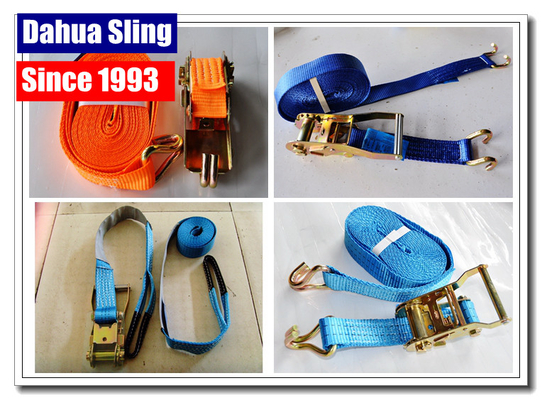 PE Webbing Ratchet Strap Parts Cargo Lashing Straps With Hooks 50mm