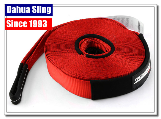 20000Lb Red Recovery Tow Strap With Hooks , Winch Extension 12 TON 4WD