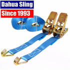 25mm Blue Motorcycle / Ratchet Tie Down Straps With Double J  Hook 100% Polyester