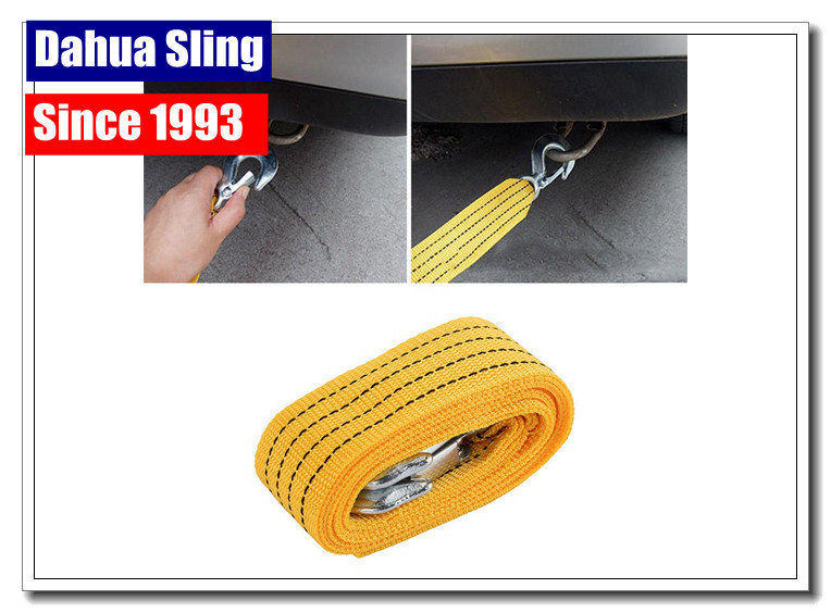 Lightweight Flat Recovery Tow Straps With Hooks Multifunctional