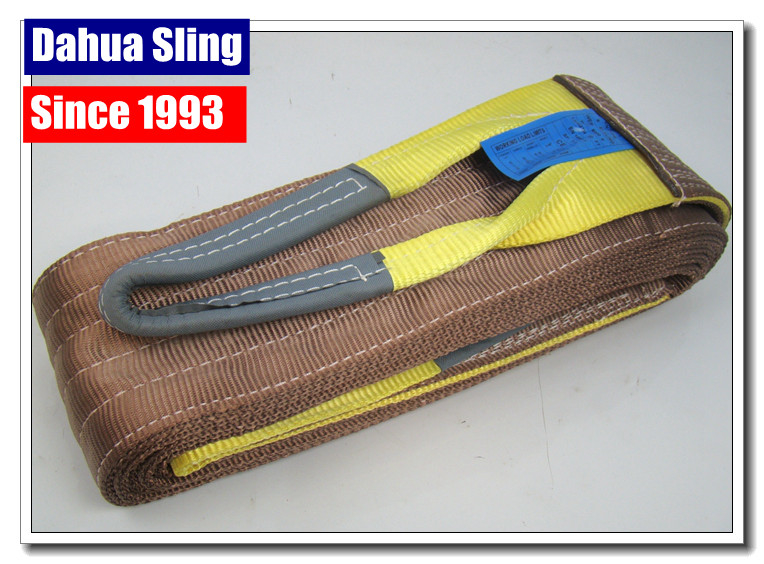 Brown Synthetic 6 Ton Flat Lifting Slings 6 Inch Single Layer For Heavy Goods
