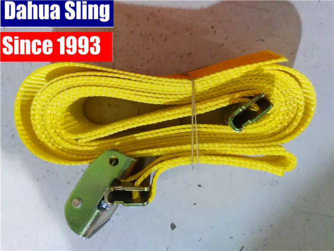 Yellow 2&quot;X20' E Track Ratchet Tie Down Straps With Cam Buckle W- 4' Short End Assembled