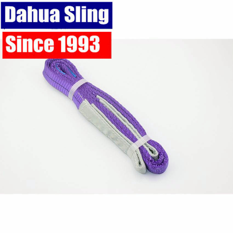 CE GS Purple Duplex Polyester Lifting Slings With Reinforced Lifting Eyes 1 Tonne